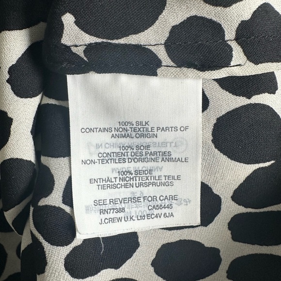 00 J.Crew Collection sheer Dalmatian print 100% silk blouse with tie neck - Picture 5 of 6